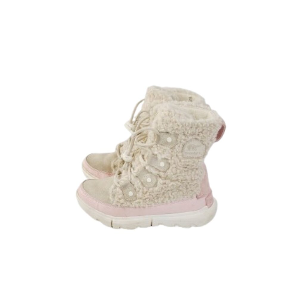 Sorel Youth Canoe Chalk Explorer Cozy Cold-Weather Sherpa Snow‎ Boots Size US 1